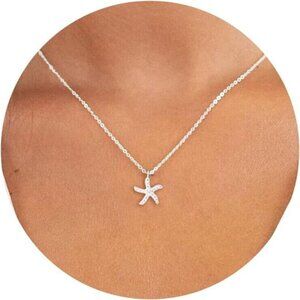 Starfish Necklace | 14K Silver Plated Coastal Pendant.